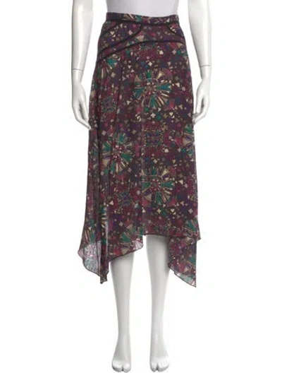 Pre-owned Ba&sh Floral Print Midi Length Skirt In Purple