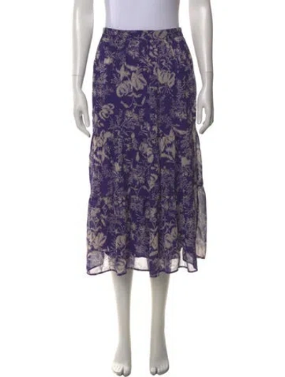 Pre-owned Ba&sh Floral Print Midi Length Skirt In Purple