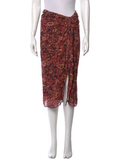 Pre-owned Ba&sh Floral Print Midi Length Skirt In Red