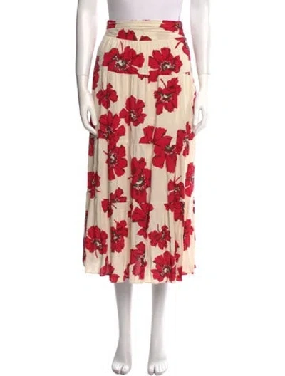 Pre-owned Ba&sh Floral Print Midi Length Skirt In Red