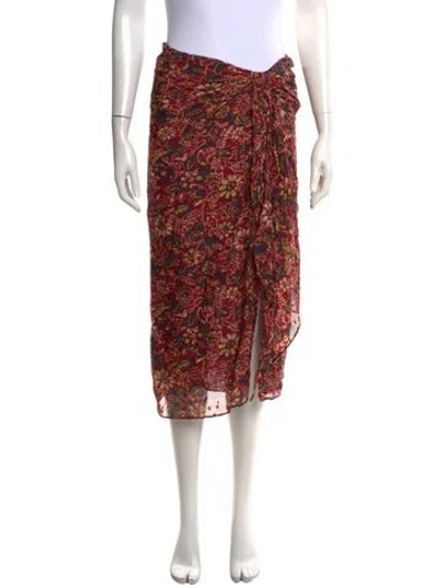 Pre-owned Ba&sh Floral Print Midi Length Skirt In Red