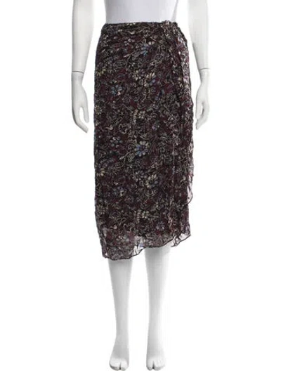 Pre-owned Ba&sh Floral Print Midi Length Skirt W/ Tags In Black