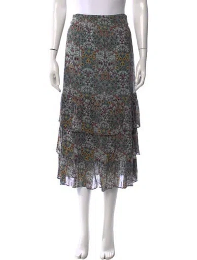 Pre-owned Ba&sh Floral Print Midi Length Skirt W/ Tags In Blue