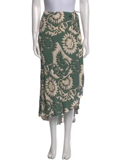 Pre-owned Ba&sh Floral Print Midi Length Skirt W/ Tags In Green