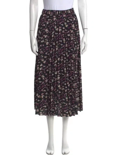 Pre-owned Ba&sh Floral Print Midi Length Skirt W/ Tags In Purple
