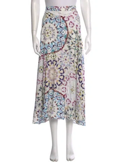 Pre-owned Ba&sh Floral Print Midi Length Skirt In White