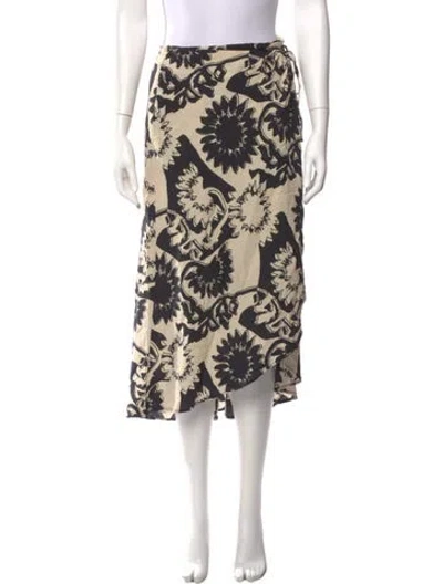 Pre-owned Ba&sh Floral Print Midi Length Skirt In White