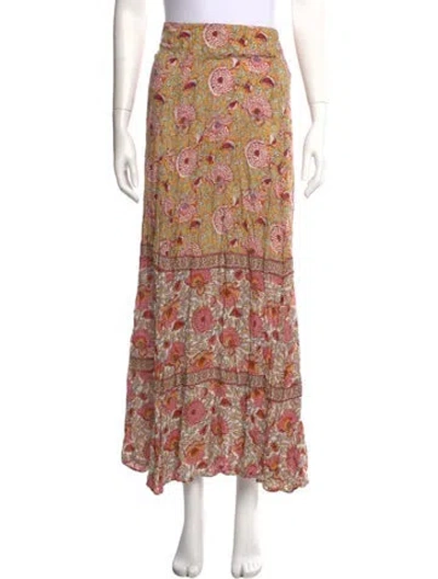 Pre-owned Ba&sh Floral Print Midi Length Skirt In Yellow