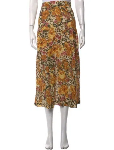 Pre-owned Ba&sh Floral Print Midi Length Skirt In Yellow