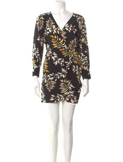 Pre-owned Ba&sh Floral Print Mini Dress In Black