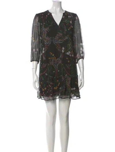 Pre-owned Ba&sh Floral Print Mini Dress In Black