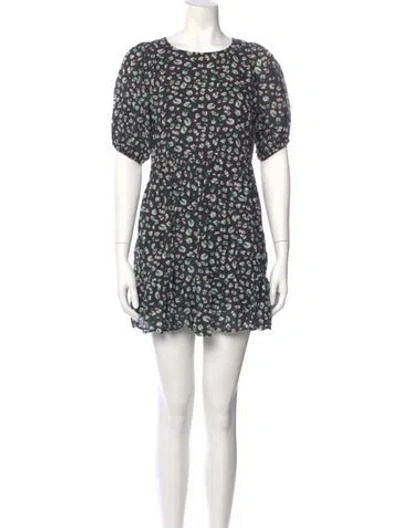 Pre-owned Ba&sh Floral Print Mini Dress In Black