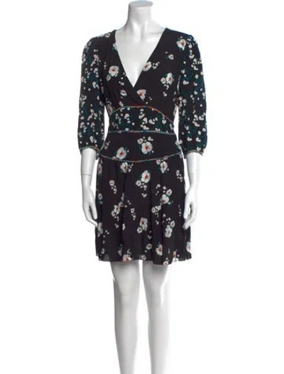 Pre-owned Ba&sh Floral Print Mini Dress In Black