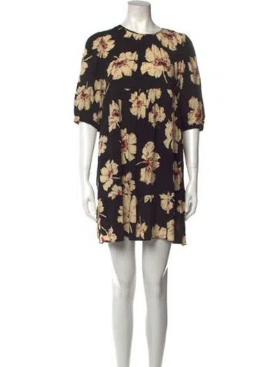 Pre-owned Ba&sh Floral Print Mini Dress In Black