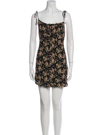 Pre-owned Ba&sh Floral Print Mini Dress In Black