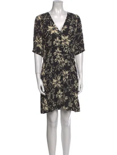 Pre-owned Ba&sh Floral Print Mini Dress In Black