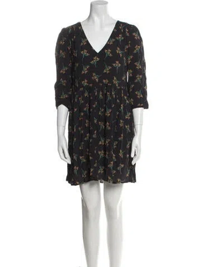 Pre-owned Ba&sh Floral Print Mini Dress In Black