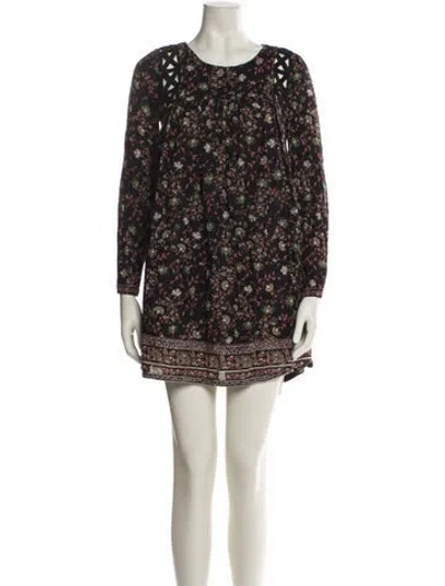 Pre-owned Ba&sh Floral Print Mini Dress In Black