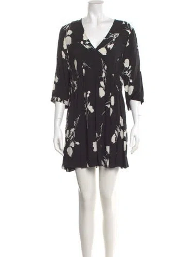 Pre-owned Ba&sh Floral Print Mini Dress In Black