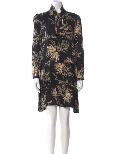 Pre-owned Ba&sh Floral Print Mini Dress In Black