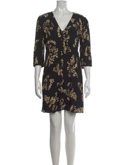 Pre-owned Ba&sh Floral Print Mini Dress In Black