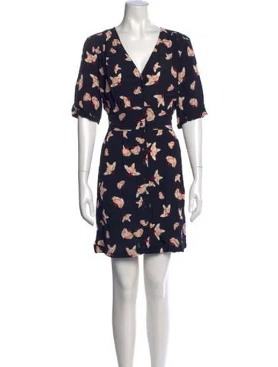 Pre-owned Ba&sh Floral Print Mini Dress In Black