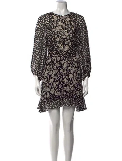 Pre-owned Ba&sh Floral Print Mini Dress In Black