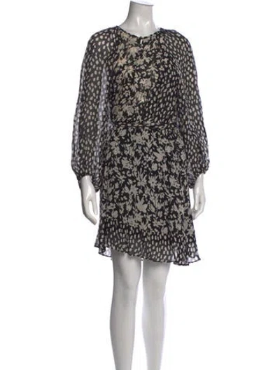 Pre-owned Ba&sh Floral Print Mini Dress In Black