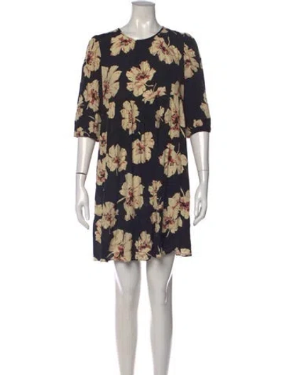 Pre-owned Ba&sh Floral Print Mini Dress In Black