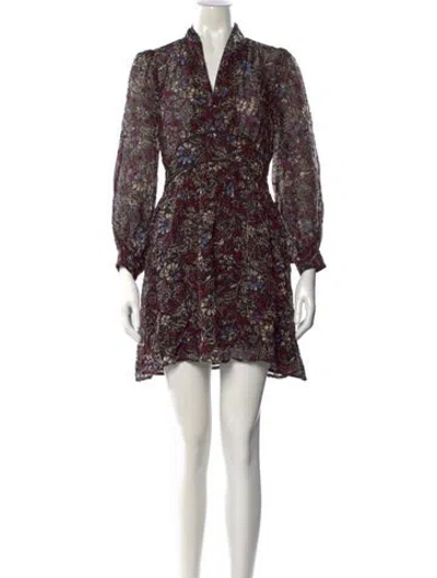 Pre-owned Ba&sh Floral Print Mini Dress In Black