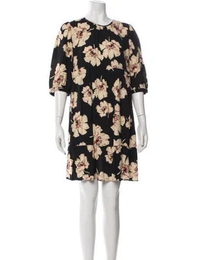 Pre-owned Ba&sh Floral Print Mini Dress In Black