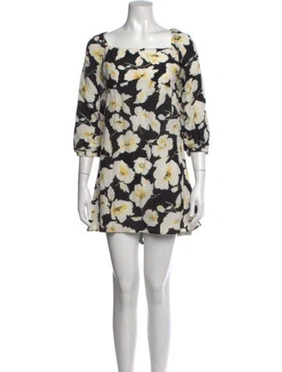 Pre-owned Ba&sh Floral Print Mini Dress In Black