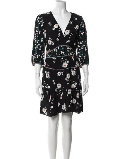 Pre-owned Ba&sh Floral Print Mini Dress In Black