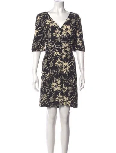 Pre-owned Ba&sh Floral Print Mini Dress In Black