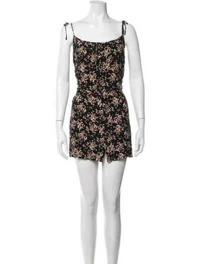 Pre-owned Ba&sh Floral Print Mini Dress In Black