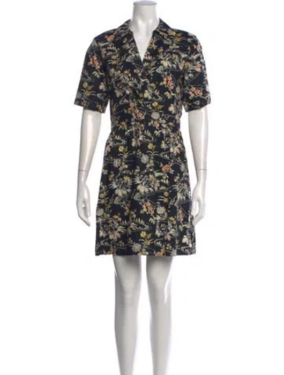 Pre-owned Ba&sh Floral Print Mini Dress In Black