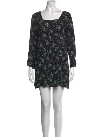 Pre-owned Ba&sh Floral Print Mini Dress In Black