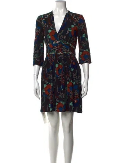 Pre-owned Ba&sh Floral Print Mini Dress In Black