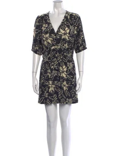 Pre-owned Ba&sh Floral Print Mini Dress In Black