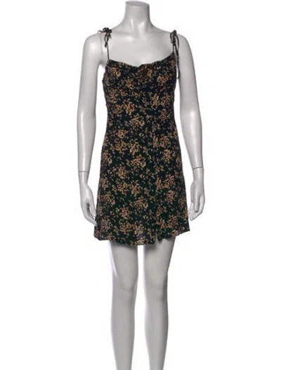 Pre-owned Ba&sh Floral Print Mini Dress In Black