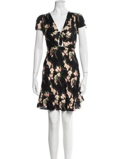 Pre-owned Ba&sh Floral Print Mini Dress In Black
