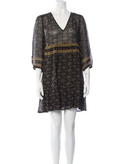 Pre-owned Ba&sh Floral Print Mini Dress In Black