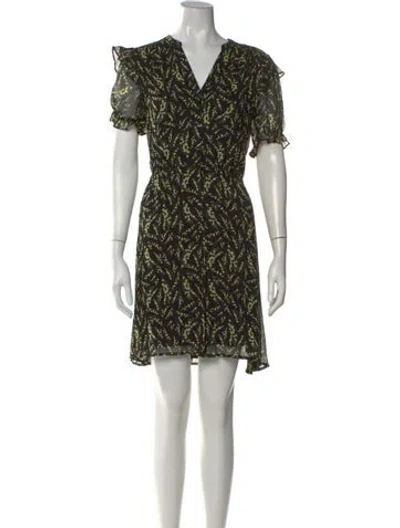 Pre-owned Ba&sh Floral Print Mini Dress In Black