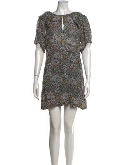 Pre-owned Ba&sh Floral Print Mini Dress In Black