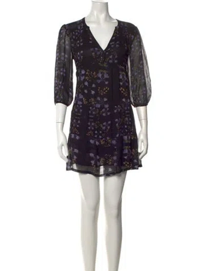 Pre-owned Ba&sh Floral Print Mini Dress In Black