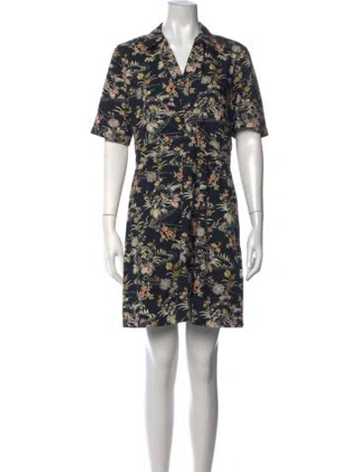 Pre-owned Ba&sh Floral Print Mini Dress In Black