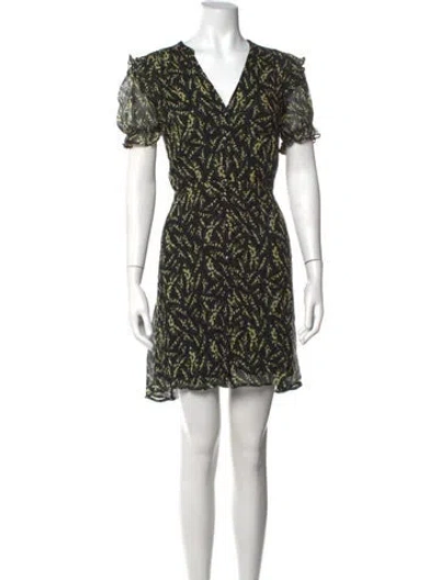 Pre-owned Ba&sh Floral Print Mini Dress In Black