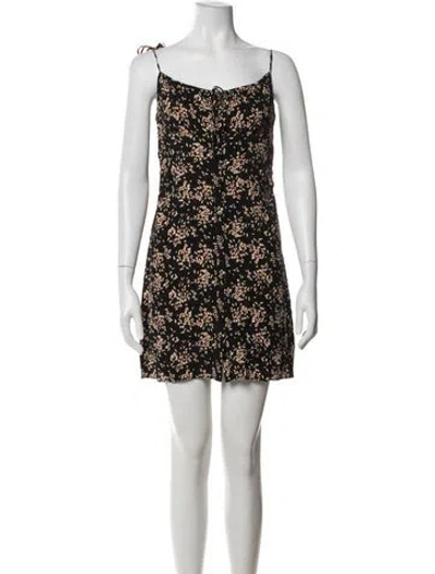 Pre-owned Ba&sh Floral Print Mini Dress In Black