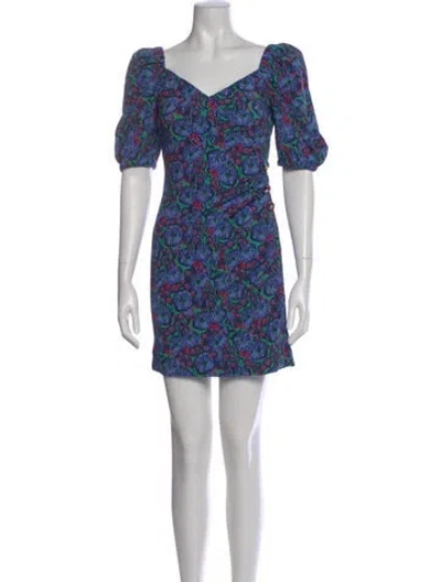 Pre-owned Ba&sh Floral Print Mini Dress In Blue