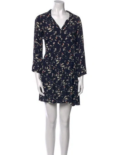 Pre-owned Ba&sh Floral Print Mini Dress In Blue
